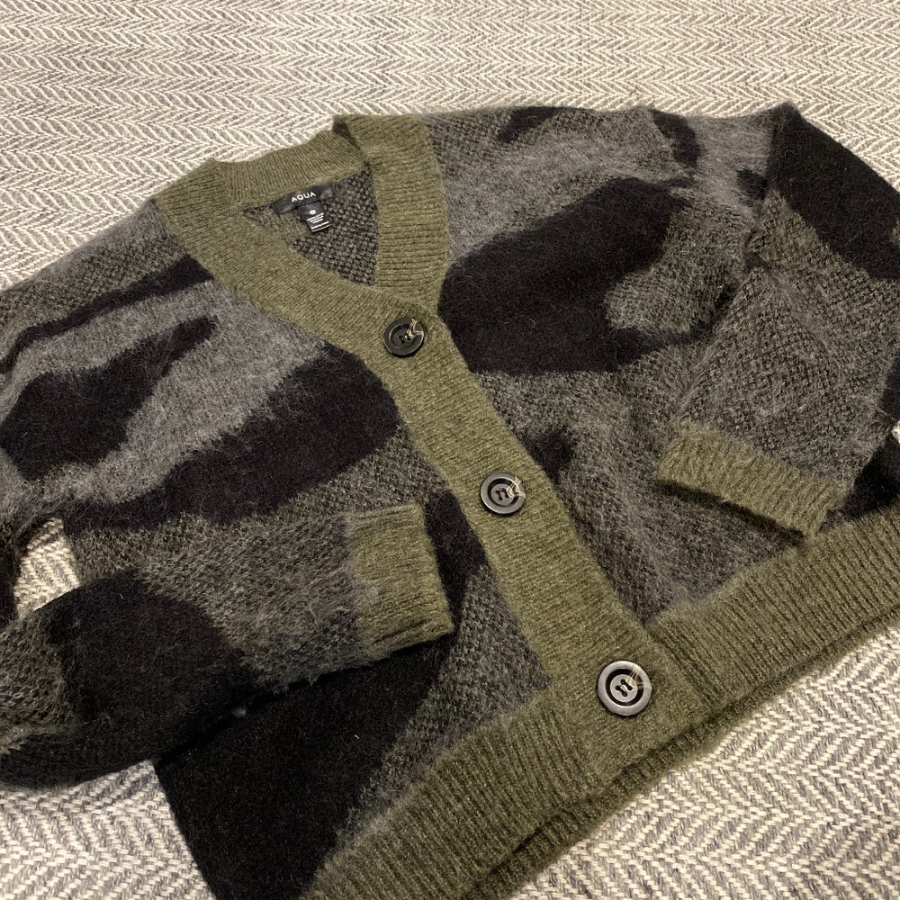 Aqua camo cardigan